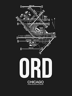 ART.COM Wall Art Print ORD Chicago Airport Black by NaxArt, 18" x 24"