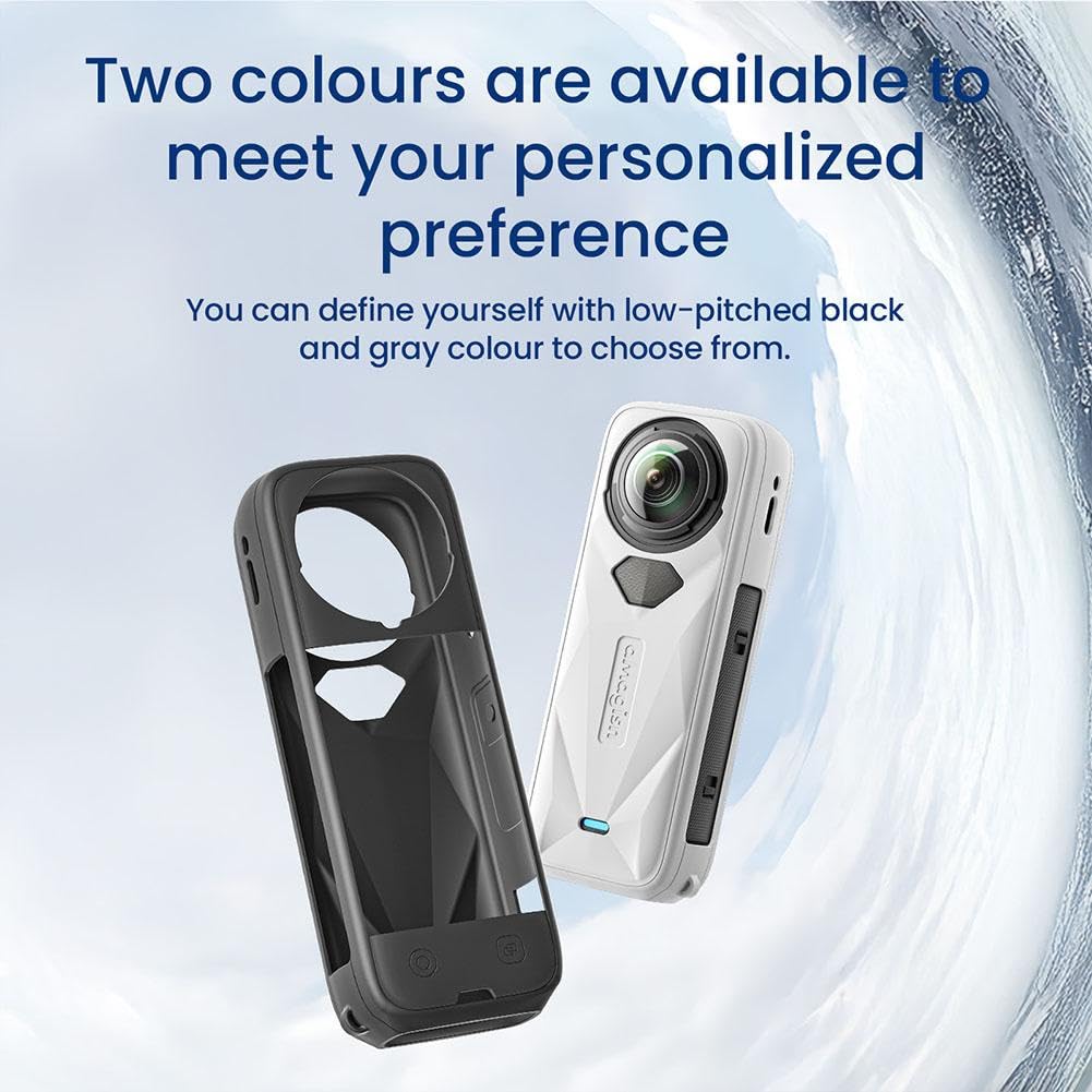 Coque Silicone GEEKRIA Pour Insta360 X5 - Protection Intégrale, Capuchon Objectif, Films écran Inclus (Noir) - 13