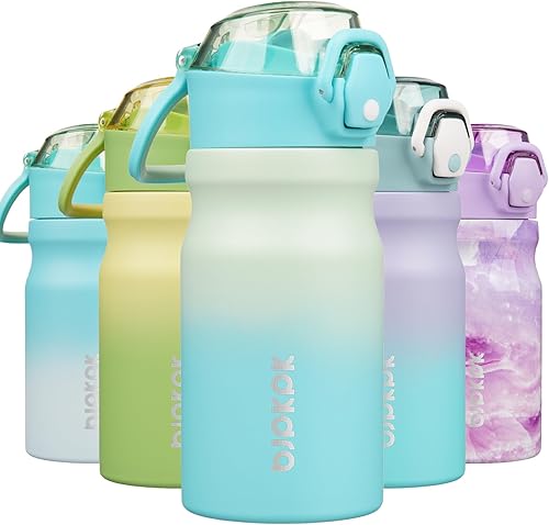 Miniatura 52 de BJPKPK Botella de Agua Aislada de 18 oz con Pajita de Acero Inoxidable de Doble Pared Botellas de Agua Libres de BPA a Prueba de Fugas Termo con