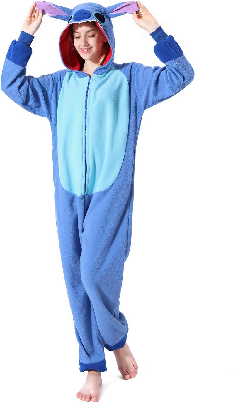 Adults Onesie Zip Up Animal Pajamas One Piece Sleepwear Costume Cartoon Jumpsuit Halloween Costumes