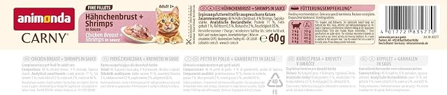 Foto 3 de 3 de animonda Carny Adult Fine Fillets, pechuga de Pollo y camarones en Salsa, Multipack de 12 x 60 g