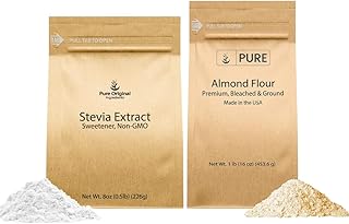 Pure Original Ingredients Almond Meal and Stevia Extract Bundle, Various Sizes Gluten-Free, Baking