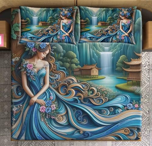 Image of King Size Printed Bedsheet Set with 2 Pillow Covers | Modern Geometric Design | Lightweight & Durable Soft Microfiber | Modern Printed Design (DESIGN34)