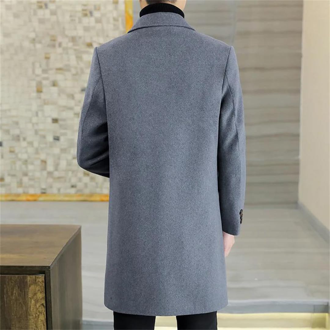 Mens Autumn Winter Casual Travel Trench Coat Wool Jacket Fashion Urban Style Warm Overcoat