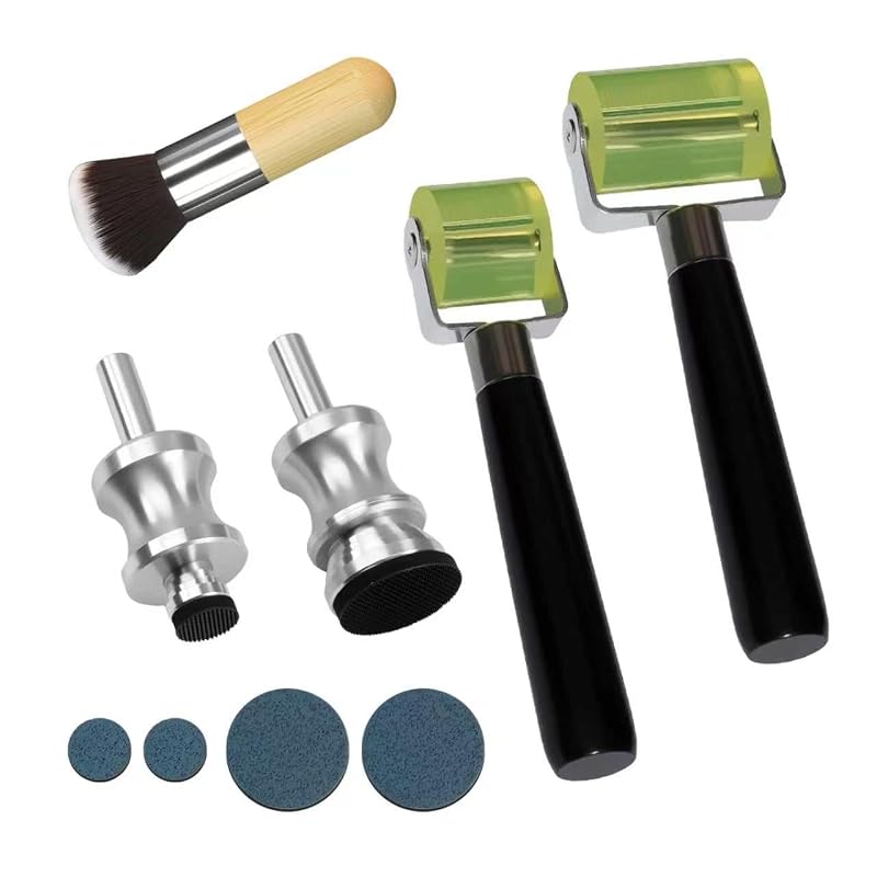 Kit de Aplicadores para Folha Metálica SHUJUKU com Rolos de 2,54 cm e 5,08 cm, Ferramenta Spinner e Pincel