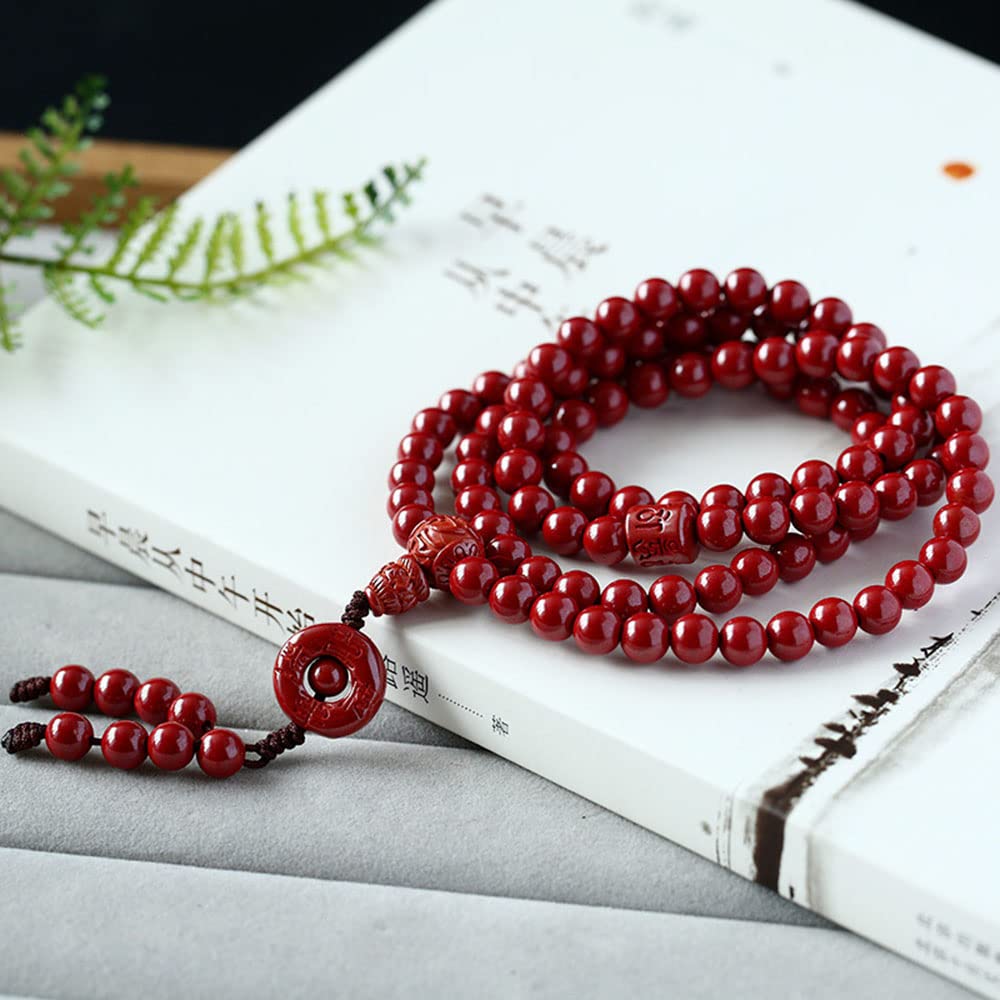 Bransoletki Bodhi, koraliki modlitewne, bransoletka z koralików modlitewnych, koraliki modlitewne, naturalny cynober bransoletka z koralików 108 6 mm koraliki buddy cynober różaniec unisex para