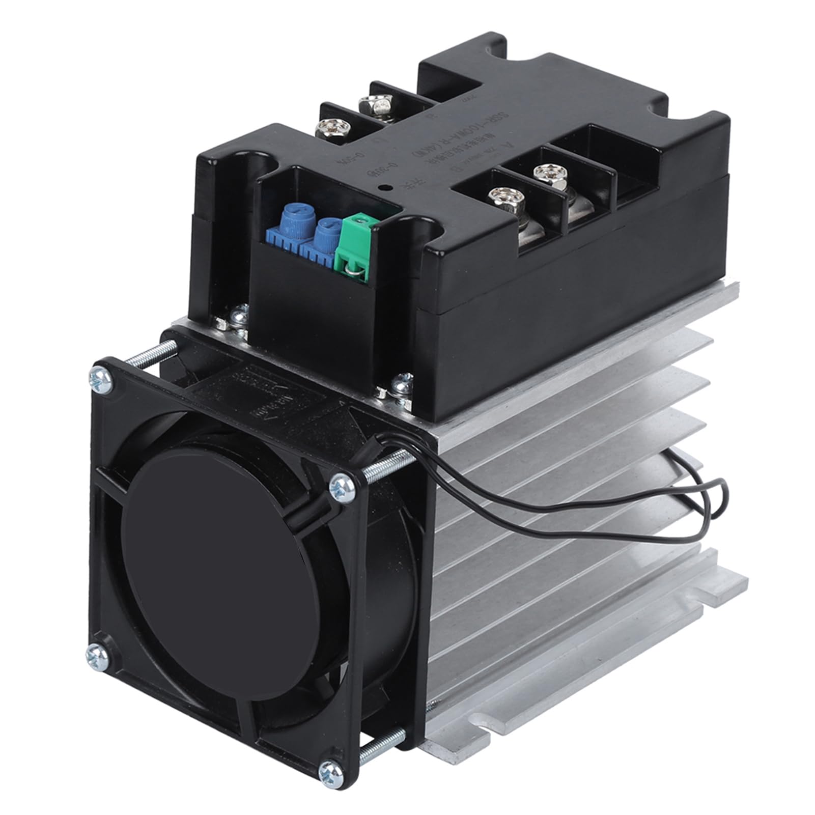 SSR-100WA-R(4KW) Carte de Démarrage Moteur, Démarreur Progressif Moteur Monophasé 2 Phases Accessoire de Contrôle Industriel Inférieur en Laiton pour Pompe à Eau(Module + radiateur)
