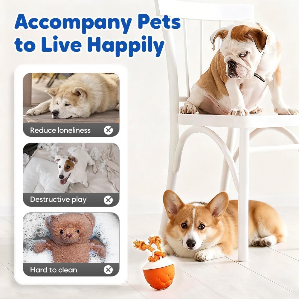 Interactive Dog Toys, Moving Dog Balls Cat Toys Rolling Ball for Puppy Small Medium Large Dogs, Self Moving Jumping Bouncing and Rotating Toy to Keep Them Busy (Blue+Orange)