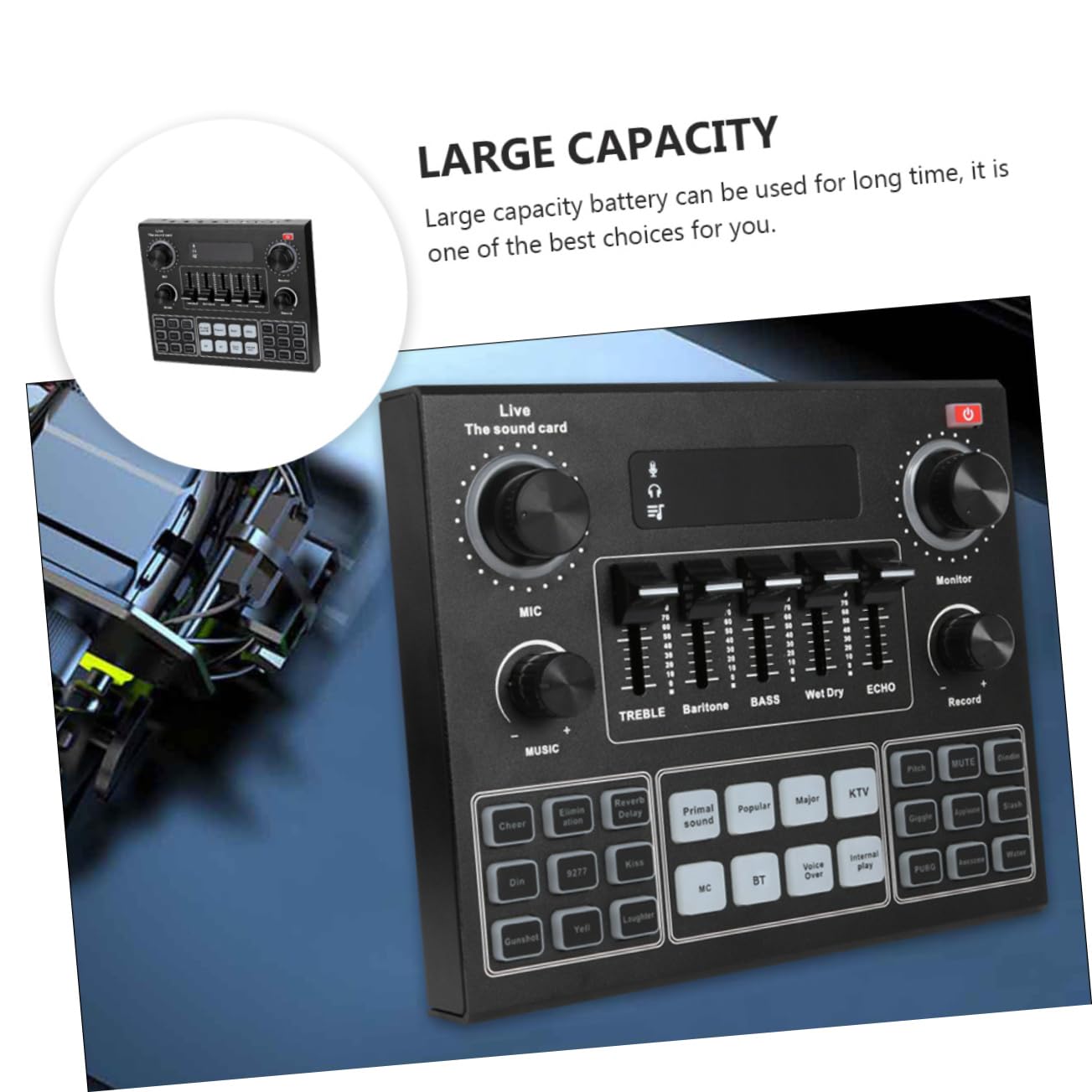 Sosoport Versatile Voice Changer Sound Card for Mobile Sound Effects Reverberation Levels Plug Play Dual Device Support Long Battery Life for Streaming