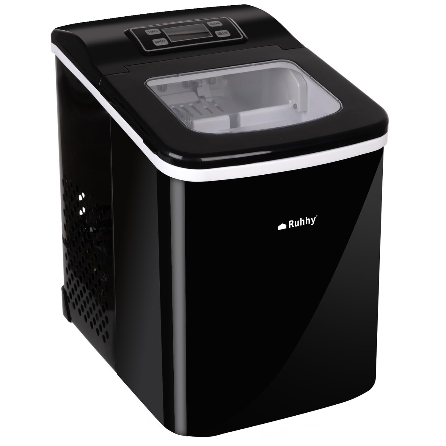 Ruhhy Eiswürfelmaschine shnelle Eisherstellung in 6 Mi - Eiswürfel 2 Eisgrößen - Ice Maker Produziert bis zu 12 kg Eis pro Tag - Eiswürfel Maschine für Zuhause, Büro und Partys 25565