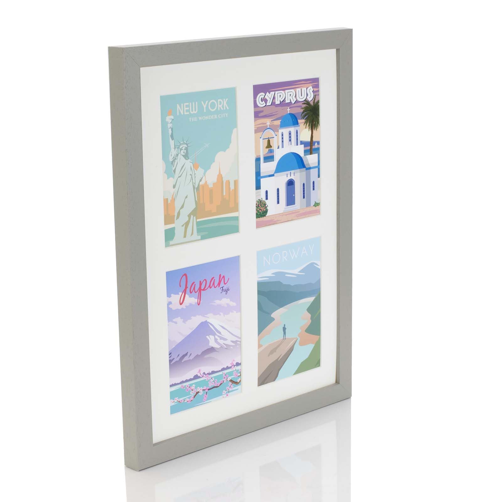 Boldon Framing Pale Grey Multi Aperture Photo Picture Frames Holds 2, 3 Or 4 Photos Various Sizes And Colours-16X12 To Fit 4 7X5 Inch Photos