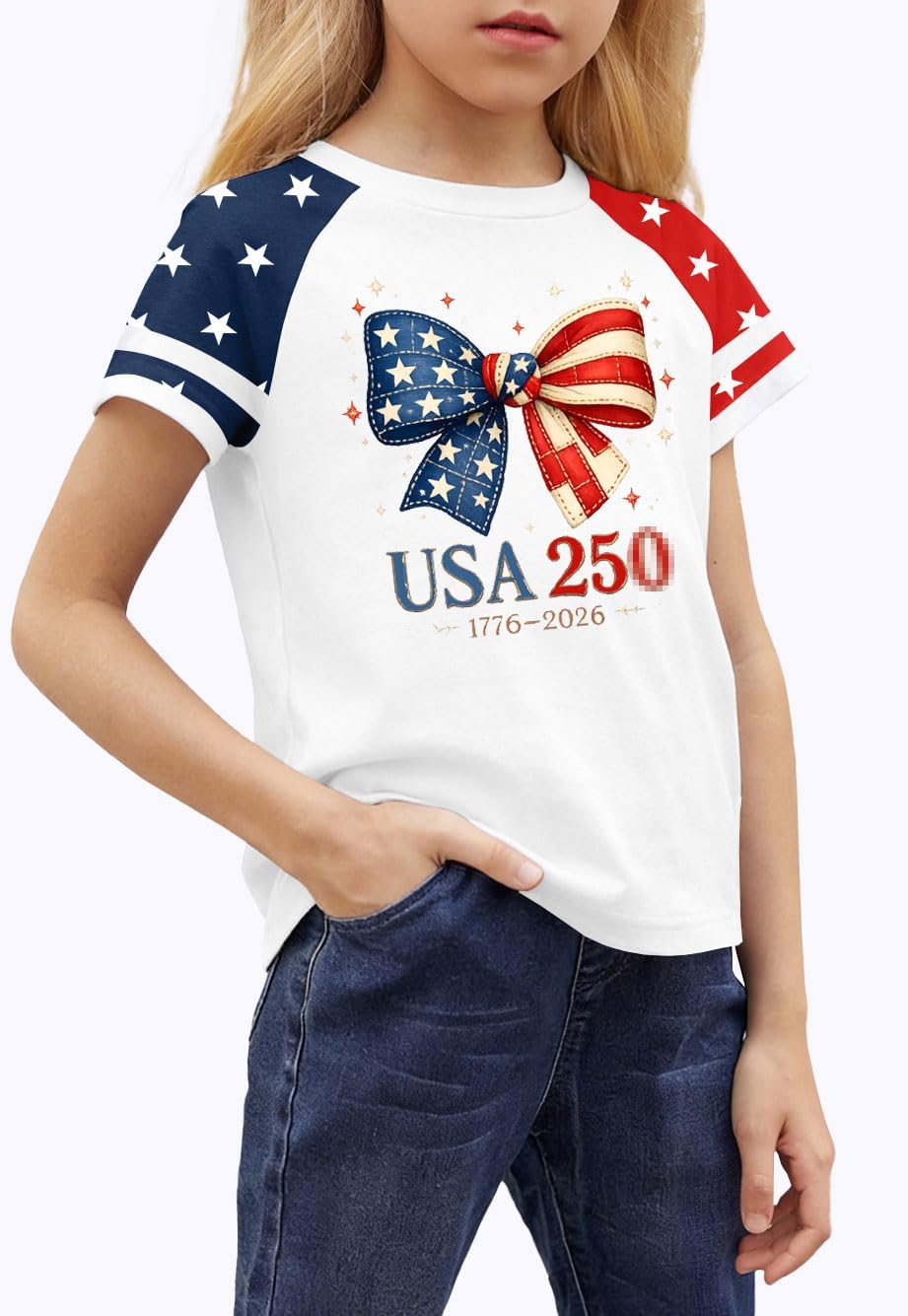 250 Years USA Shirt for Kids 1776 American Flag Graphic Shirt Boys Girls Patriotic Short Sleeve 4th of July Tee Top 4-13Y