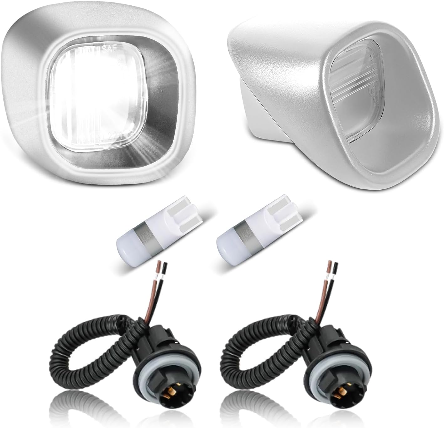 License Plate Light Set Compatible with Chevy Blazer S10 GMC Jimmy Sonoma Oldsmobile Bravada 1998-2005 Pickup Truck, Lamp Lens Socket Wire Harness 6000K White LED Lights Assembly