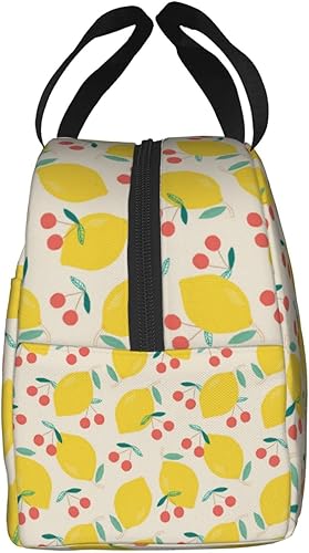 Miniatura 10 de weecool Lonchera estética de limón para mujeres y hombres, lindo estampado de limón aislado con bolsillo frontal para el trabajo, picnic y viajes