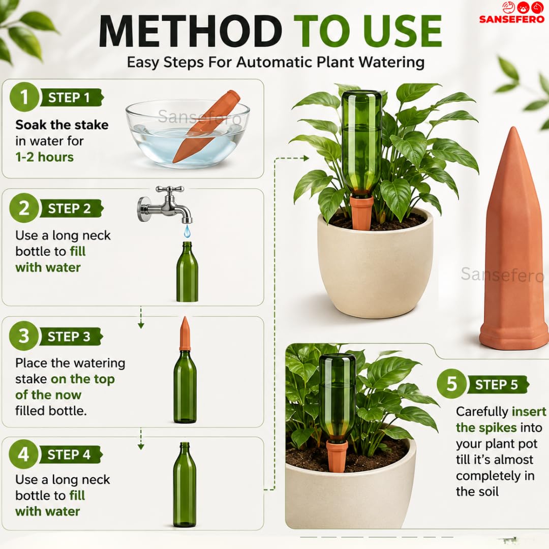 SANSEFERO Self Watering Spike - Automatic Plant Irrigation -6