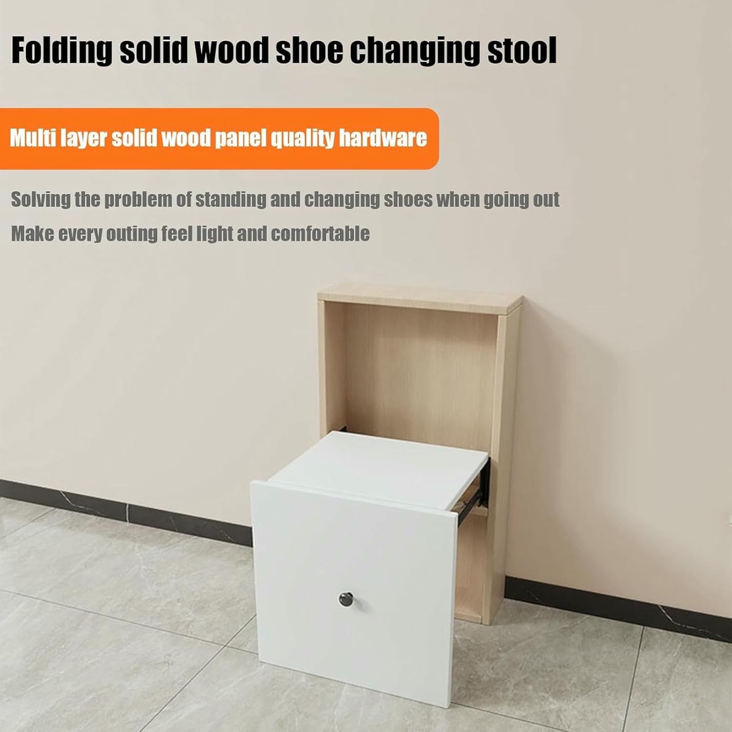 Foldable Wall Mounted Shoe Changing Stool,Hidden Invisible Folding Chair, Multifunctional Bench, for Hallway Living Room Dressing Stool