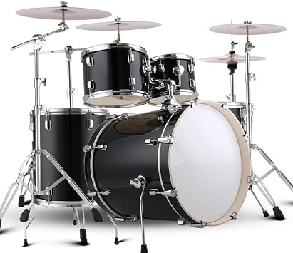 5 Piece Adult Drum Set, 22 Inch Adult Drum Set Complete Professional Percussion Kit, 5 Drums 4 Cymbals Professional Performance, for Adult Beginners Color Black