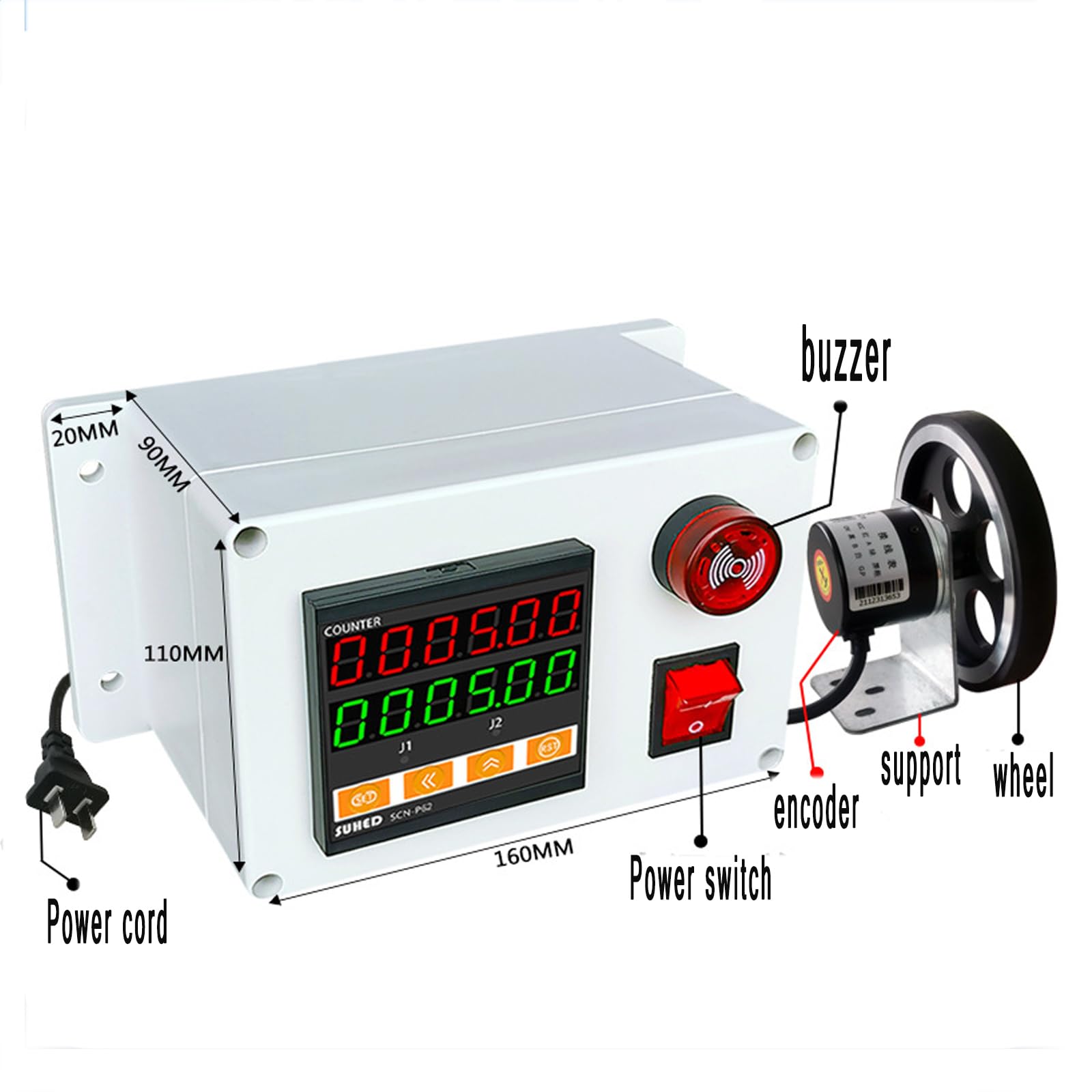 Misuratore di lunghezza digitale Telemetro digitale Contatore di distanza digitale, encoder rotativo Contatore di metri elettronico digitale con rotella rotante e cicalino, intervallo di con