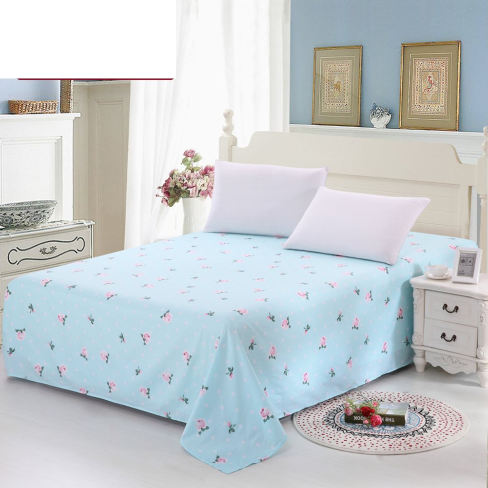 Drap plat en coton imprimé feuilles 200x230cm pour lit double