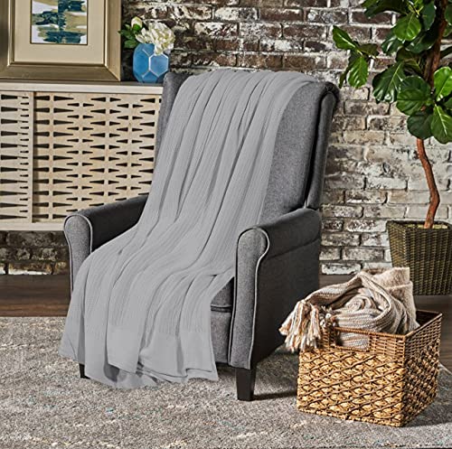 Couverture cellulaire coton bio Superking gris drapé luxe - 3