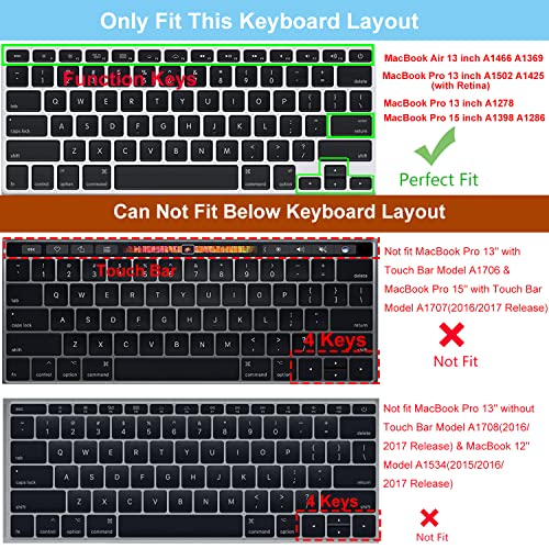 Casebuy Premium Mac Os Shortcut Keyboard Cover For Macbook Air 13 Inch 2010-2017 Model A1466 A1369 & 2015 Or Older Version Macbook Pro 13" 15" A1502 A1425 A1278 A1398 A1286 Keyboard Protector #TOP1