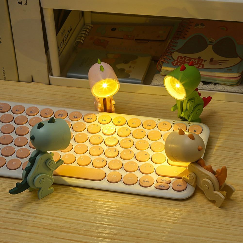 Fowecry 6 Piece Mini LED Desk Dinosaur Shape Lamp Cute Small Phone Holder Plastic 5.1x3.6x9.8cm Portable Reading Table Night Lamp for Kids - Image 3
