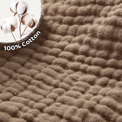 Image of 2 Pack Muslin Crib Sheets for Boys Girls, 100% Cotton Fitted Baby Sheets, Breathable Soft Neutral Bed Set, 52 inchx28 inch Fits Standard Crib & Toddler Mattress (Brown&Beige)