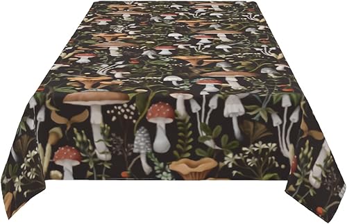 Miniatura 10 de Cafl Mantel rectangular de hongos otoñales, diseño de bayas e insectos, impermeable, sin arrugas, para comedor (60 x 90 pulgadas)