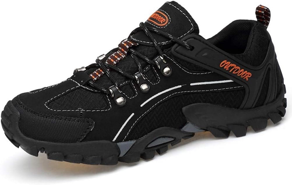 [ランボ] トレッキングシューズ メンズ 防滑 ハイキングシューズ 耐磨耗 登山靴 アウトドア キャンプ シューズ 通気性 レースア