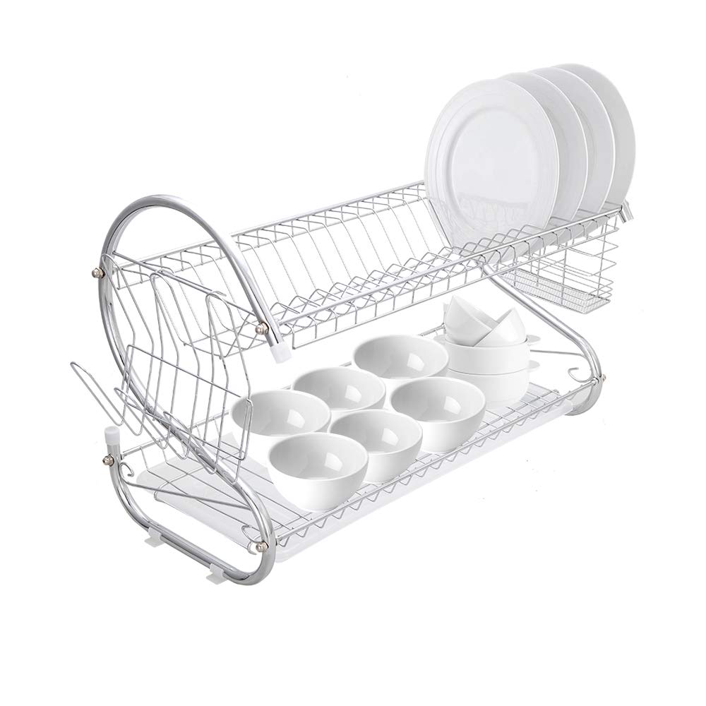 Buy ELOMBR 2 Tier Dish Drying Rack with Drainboard, Stainless Steel