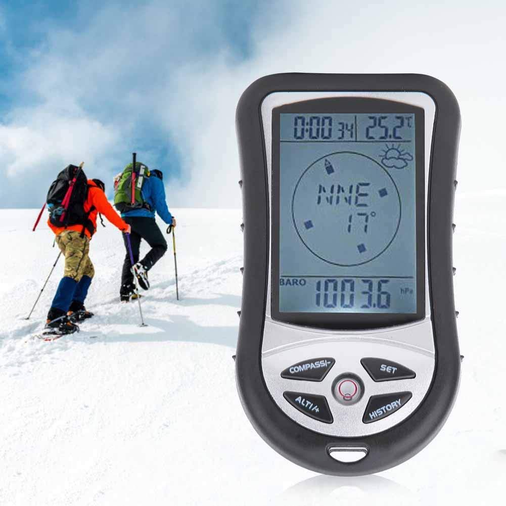 VOBOR Altimètre électronique,Boussole Altimètre Numérique, Multifonction 8 en 1 avec Rétroéclairage, Prévisions Météo, Calendrier D'horloge, Mesure D'altitude, Thermomètre Baromètre pour Outdoor