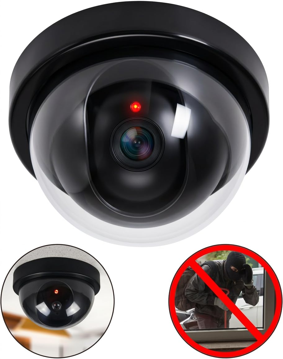 O&W Security Dome Kamera fikcyjna z diodą LED czerwona migająca montaż sufit ściana