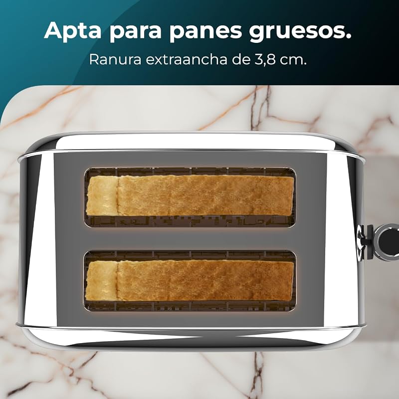 Cecotec Toastin' time 850 Inox Essential függőleges kenyérpirító 850W, dupla hosszú nyílás, automata kikapcsolás