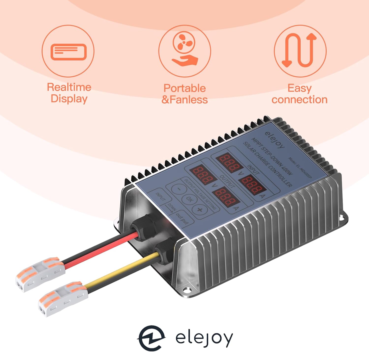 25 Amp 400W MPPT Step-Down Solar Charge Controller 99% Adjustable Output Lithium LiFePO4 Lead-Acid Gel Sealed Flooded Battery LED Display IP65 Waterproof Outdoor