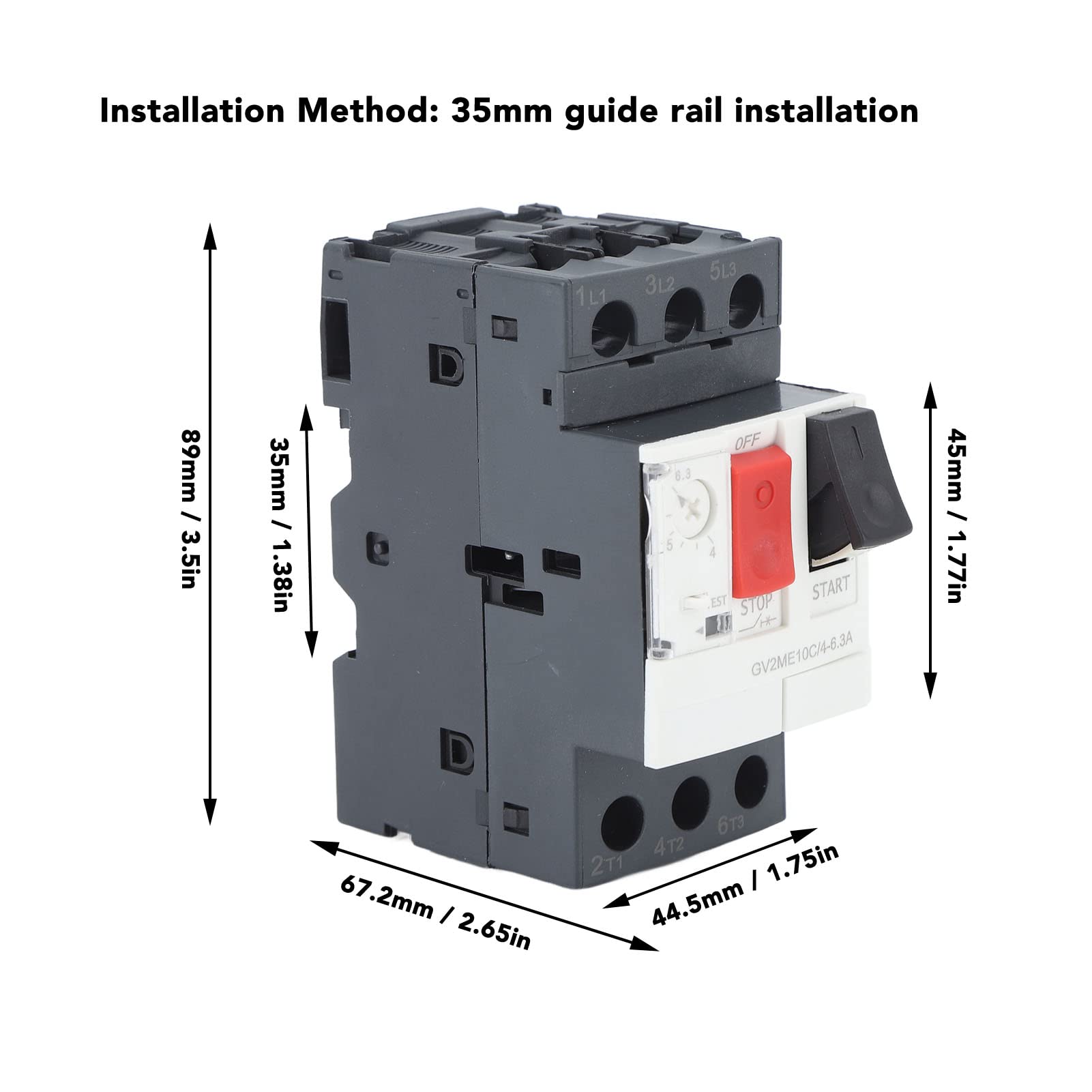 GV2-ME14C Disjoncteur de Protection Moteur, AC690V, Installation sur Rail 35mm, 6-10A, Protection Contre Courts-circuits et Surcharges, Contrôle par Bouton, Matériau ABS