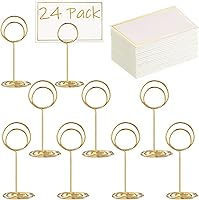 Toncoo 24 Gold Mini Table Number Holders & 24 Place Cards with Foil Border - Wedding Party Birthday Centerpieces, Photo Stands