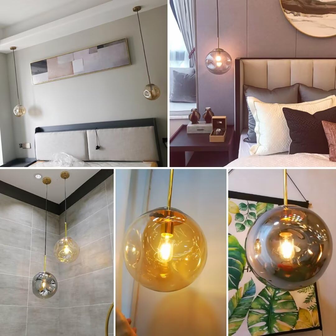 Szklana lampa wisząca wklęsło-wypukła kula żyrandol światło luksusowa prosta lampa sufitowa oświetlenie sufitowe lampka nocna do sypialni, baru, jadalni