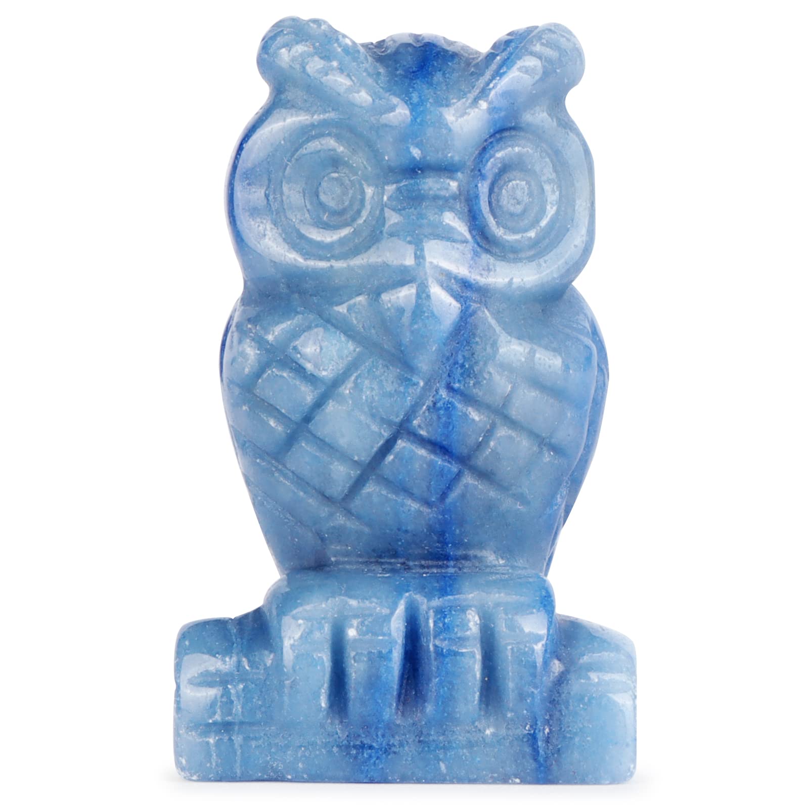 LEADGEM 2" Blue Aventurine Gem Owl Statue Reiki Healing Crystals and Stones Animal Figurine Symbol of Wisdom Home Office Decor, Gifts