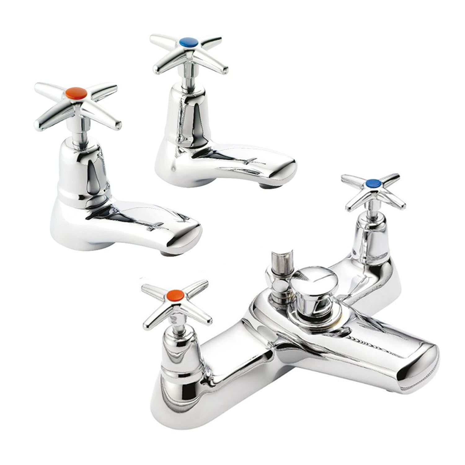 Ensemble lavabo et robinet de baignoire Mercia Cross Top : fini les fuites avec le laiton durable