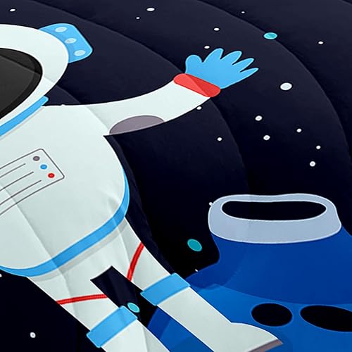 Miniatura 5 de Juego de ropa de cama de dibujos animados del espacio exterior, tamaño queen, galaxia planeta, astronauta, kawaii, colcha ultrasuave y transpirable