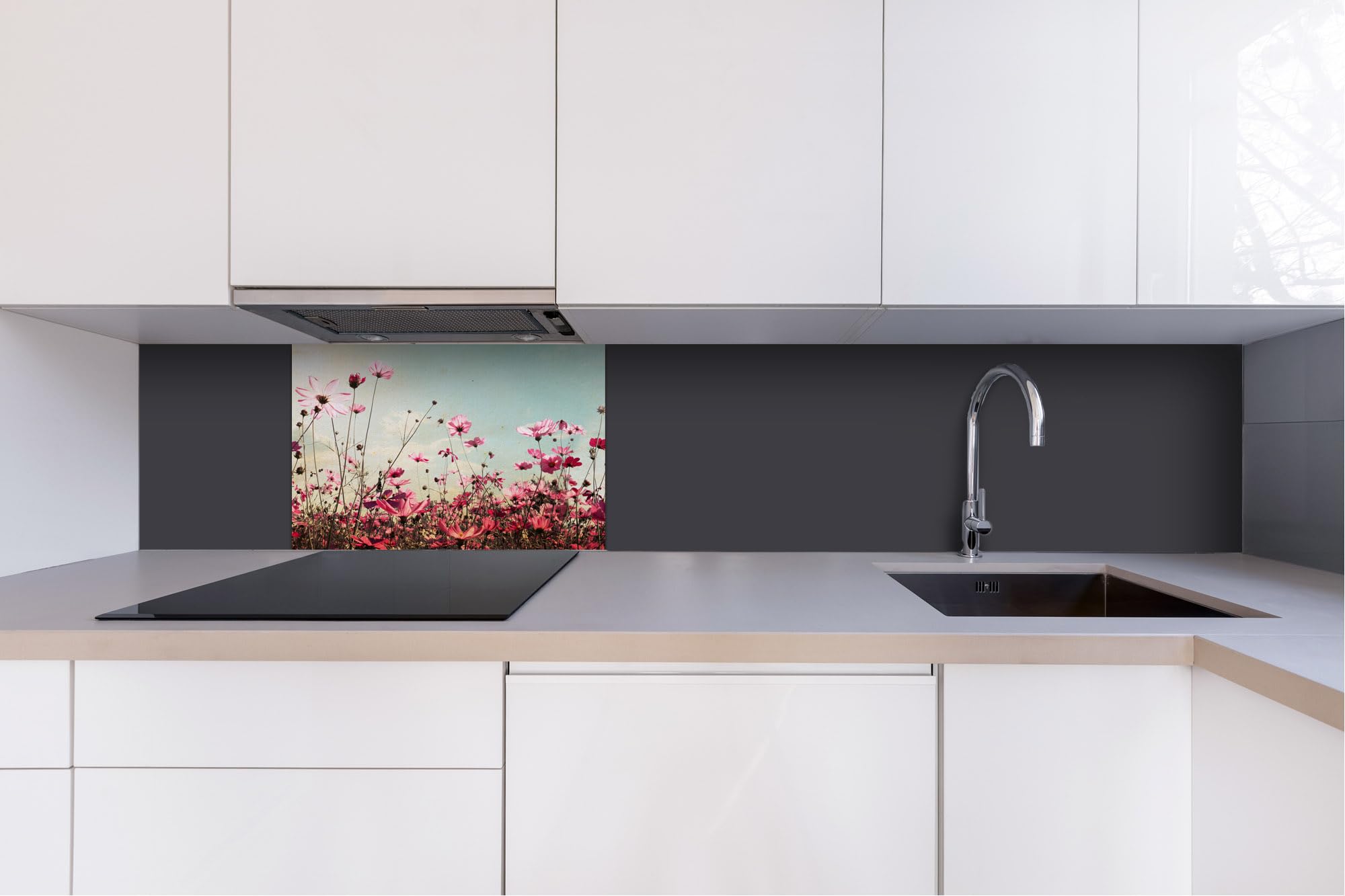 KOSMEEN Kitchen Back Wall Composite Panel 60 x 40 cm | Splash Guard Kitchen for Stove Sink | Premium Quality Aluminium Dibond | Thickness 3 mm - Made in EU | Includes Adhesive