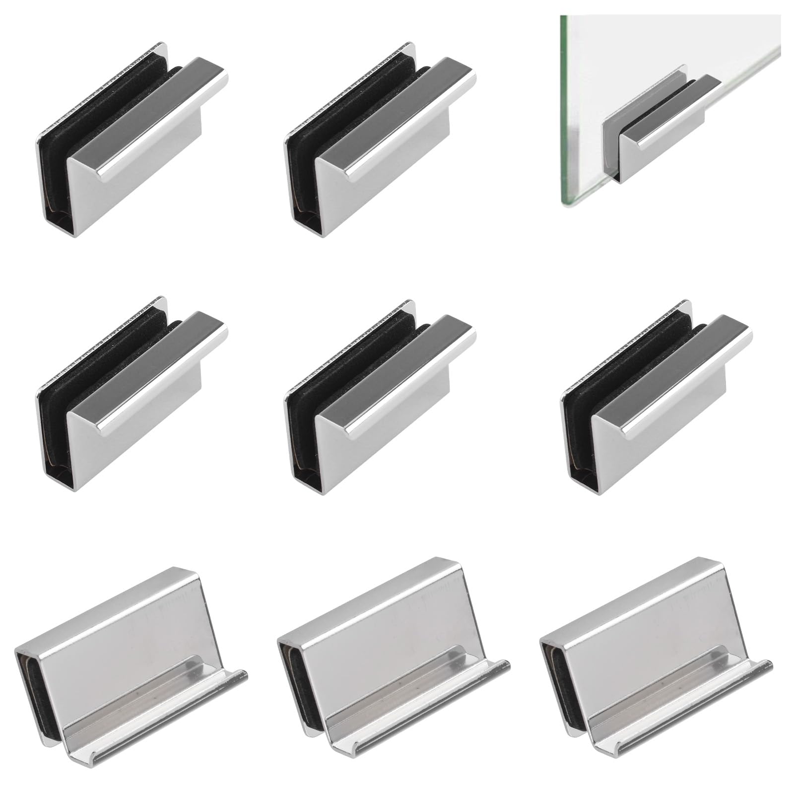 UFURMATE 8Pcs Glass Finger Edge Pull Cabinet Finger Pull Handle Glass Door Clips Cabinet Latch Clamp Concealed Handle for Display Glasscase Door (Chrome Color) — image 1