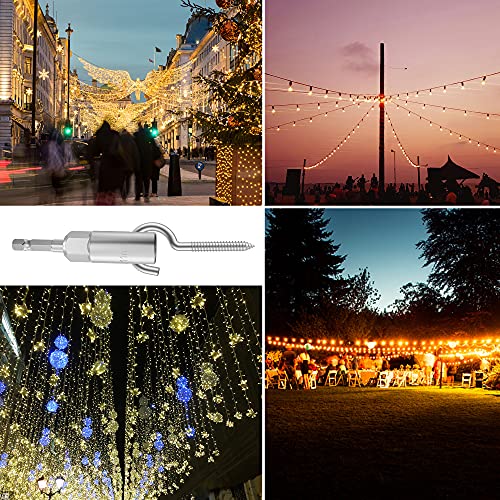 304 Stainless Steel Screw-In Hooks, Metal Hooks, Heavy-Duty Screw Eye Hooks, Wood Terminal Ring Eye Hooks,Christmas Lighting Hook (26 Pcs +1 Pcs 1/4" Hex Shank Wing Nut Driver) #TOP5