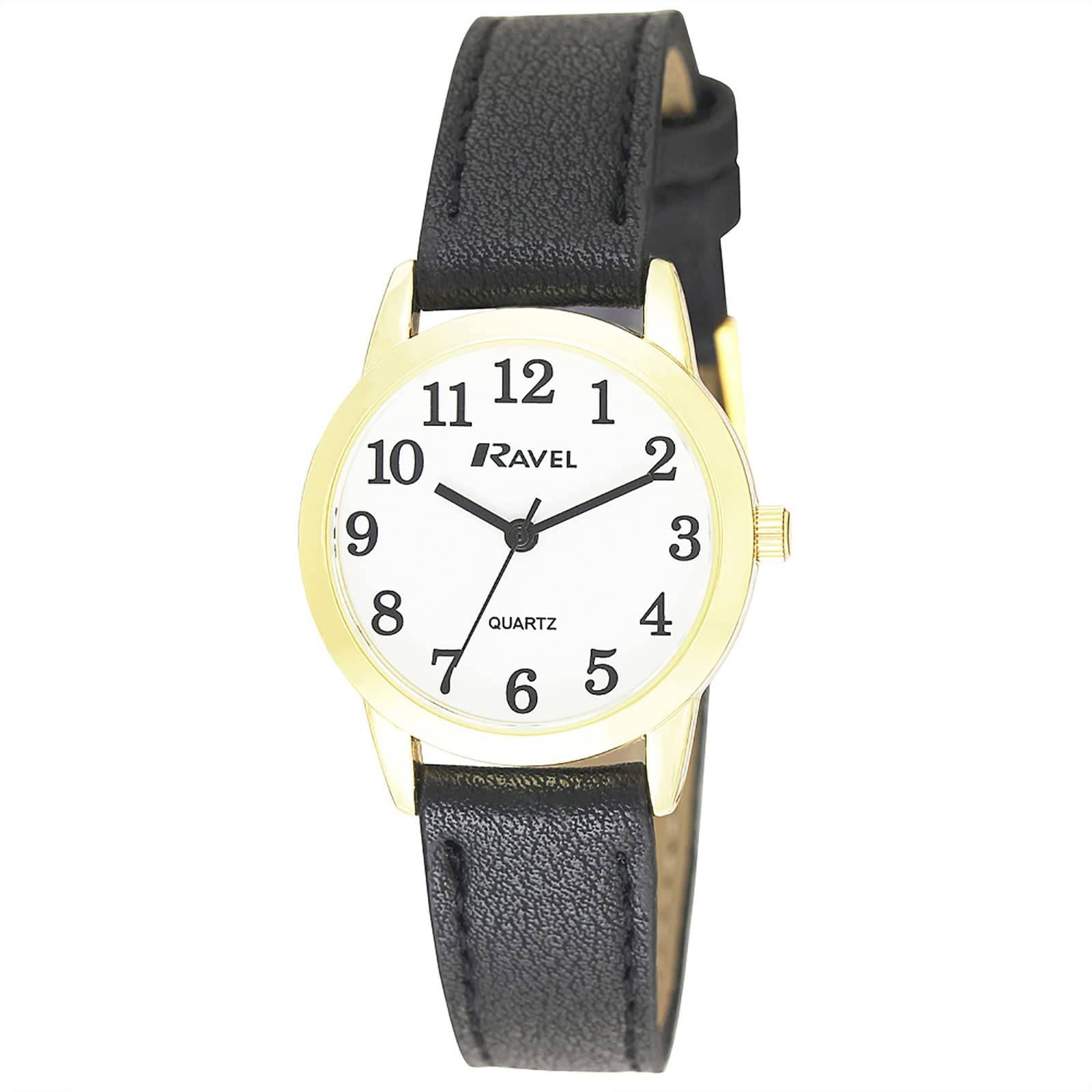 Ravel - Mens Super Bold Sight Aid Stainless Steel Expander Bracelet Watch with Big Numbers and Hands (36mm) - Silver Tone/White Dial
