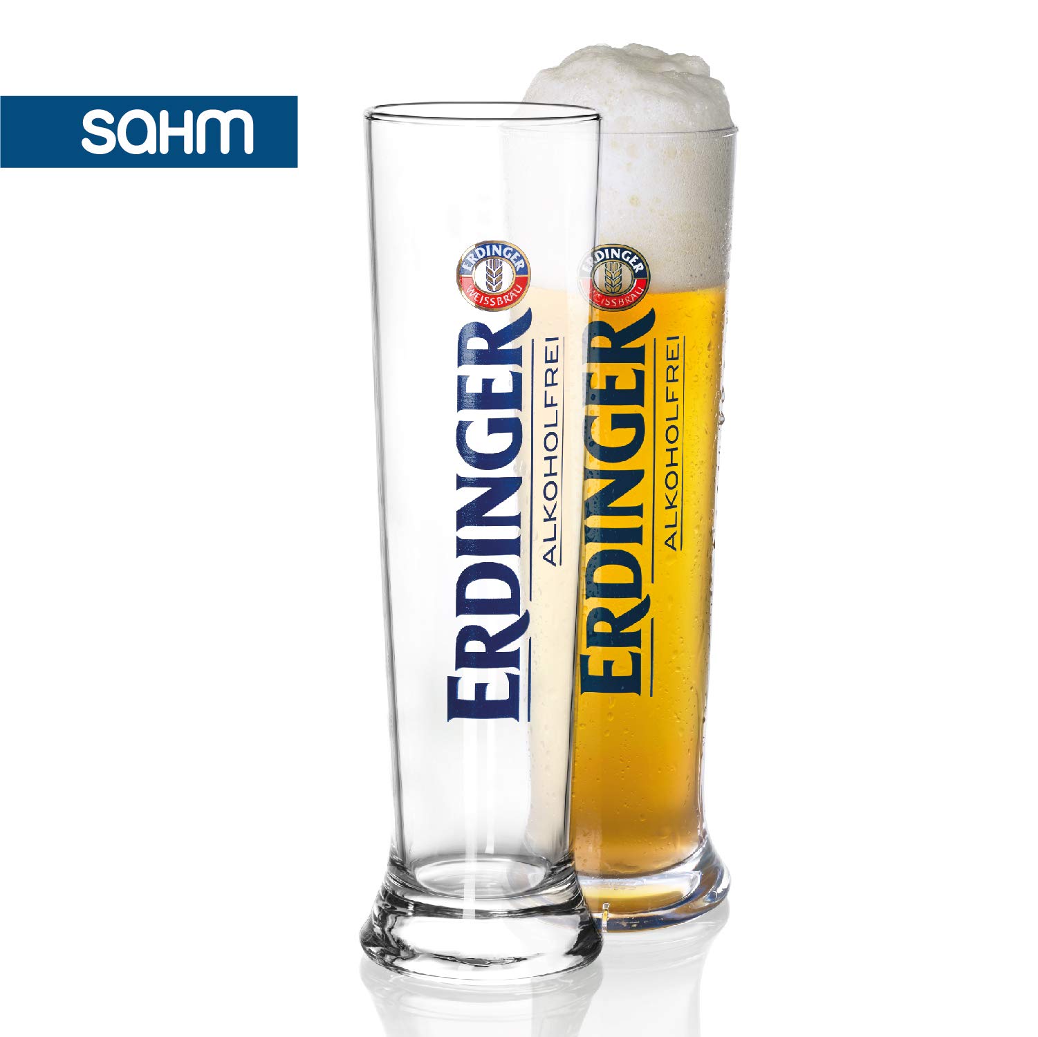 Sahm ERDINGER Alkoholfrei Weizenbierglas 0,5 l Set - 6 Weizenbiergläser 0,5 l - Ideale Weissbiergläser