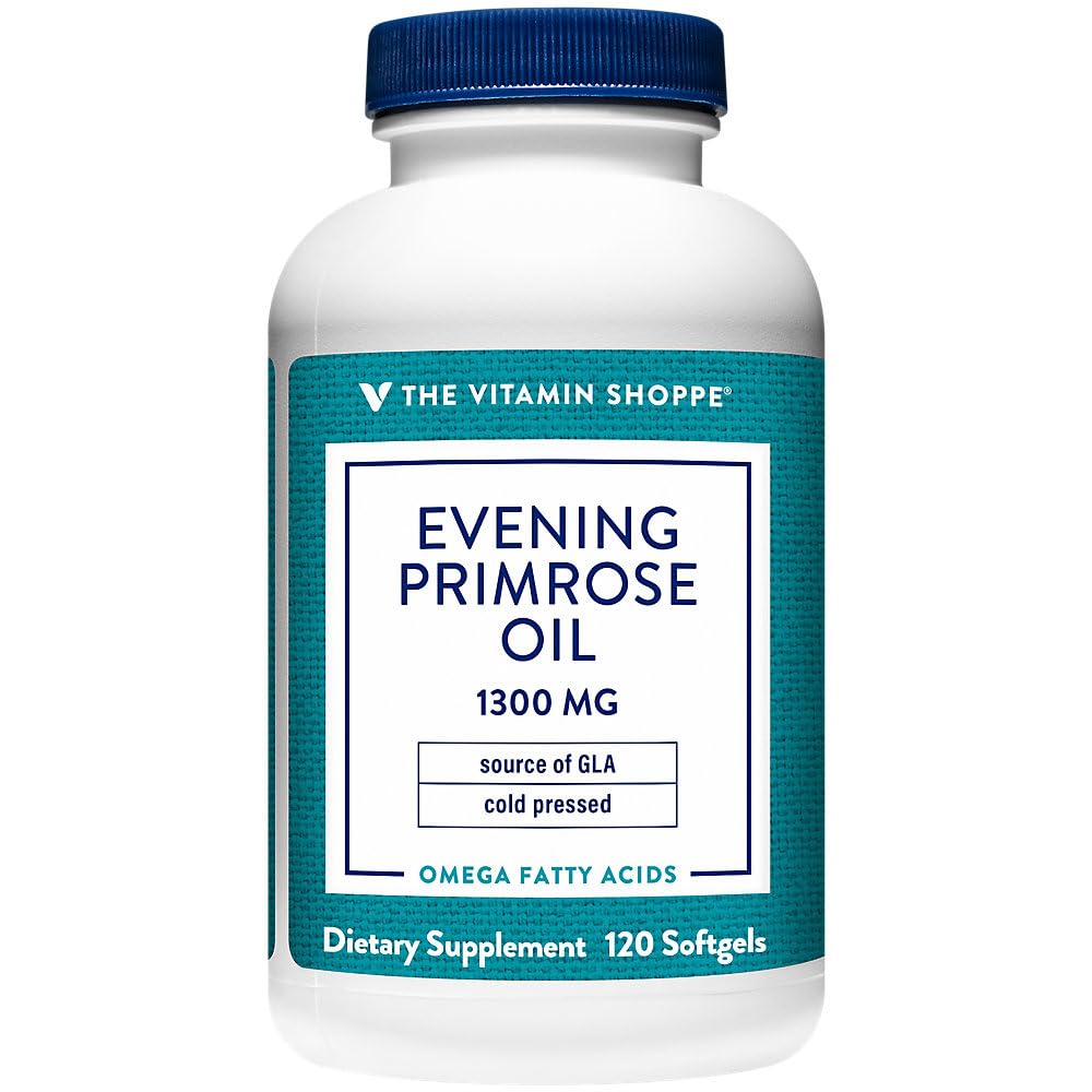 The Vitamin Shoppe Evening Primrose Oil 1300mg - GLA Omega-6 Women's Hormonal Balance | 120 Softgels 1300 MG (Pack of 1)