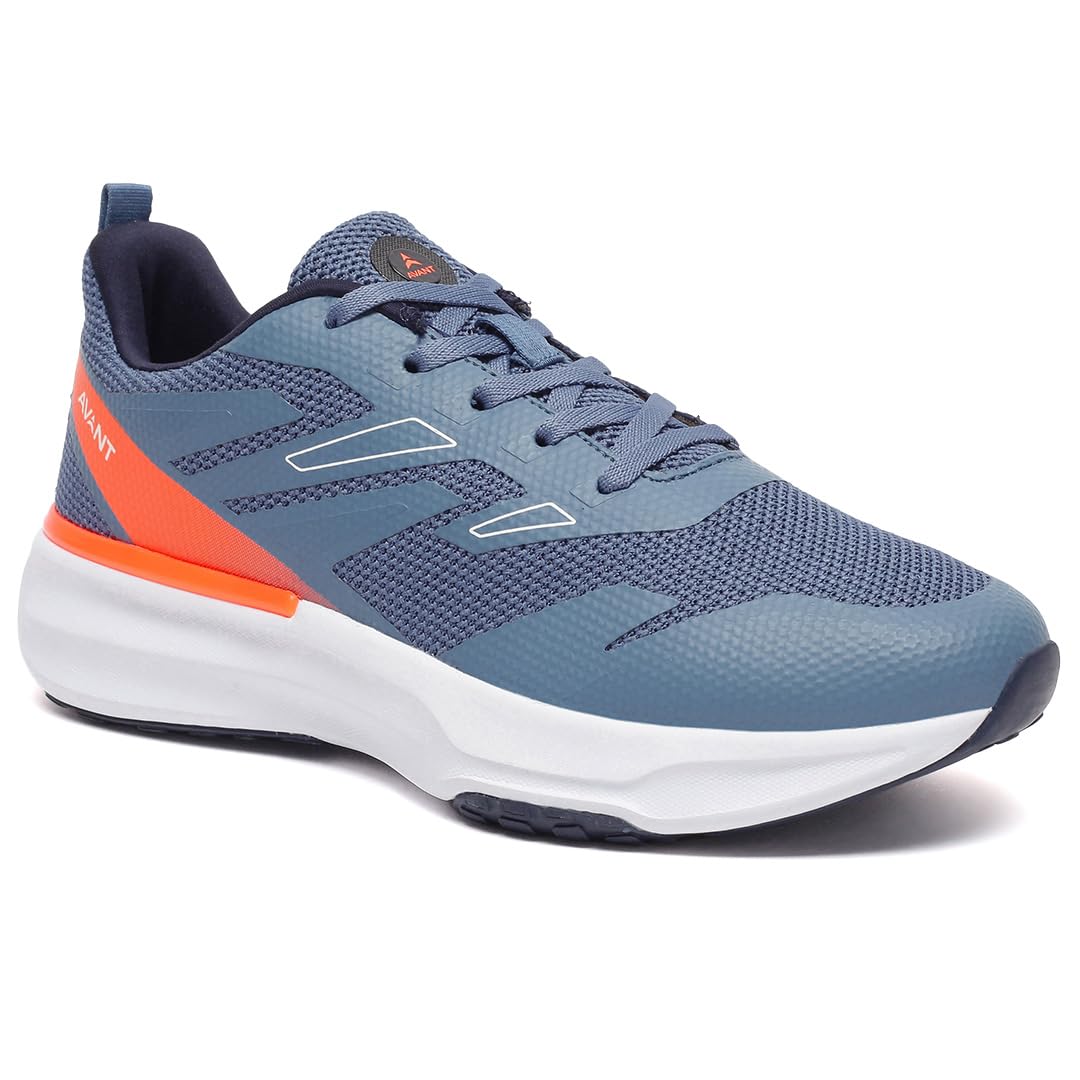AVANT Men's Aqua Ignite Running Shoes - Superior Cushioning, Superior Traction, Anti Skid, Lightweight, Shock Absorption Tech, Sports Footwear (AVMSH183CL01UK8_UK8_Blue/Orange)