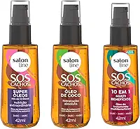 Salon Line, Kit 3 Óleos de Tratamento, Coco, Super Óleos e Multibenefícios - Para Cabelos Ondulados, Cacheados e Crespos