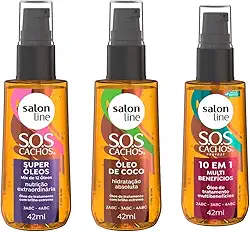 Salon Line, Kit 3 Óleos de Tratamento, Coco, Super Óleos e Multibenefícios - Para Cabelos Ondulados, Cacheados e Crespos
