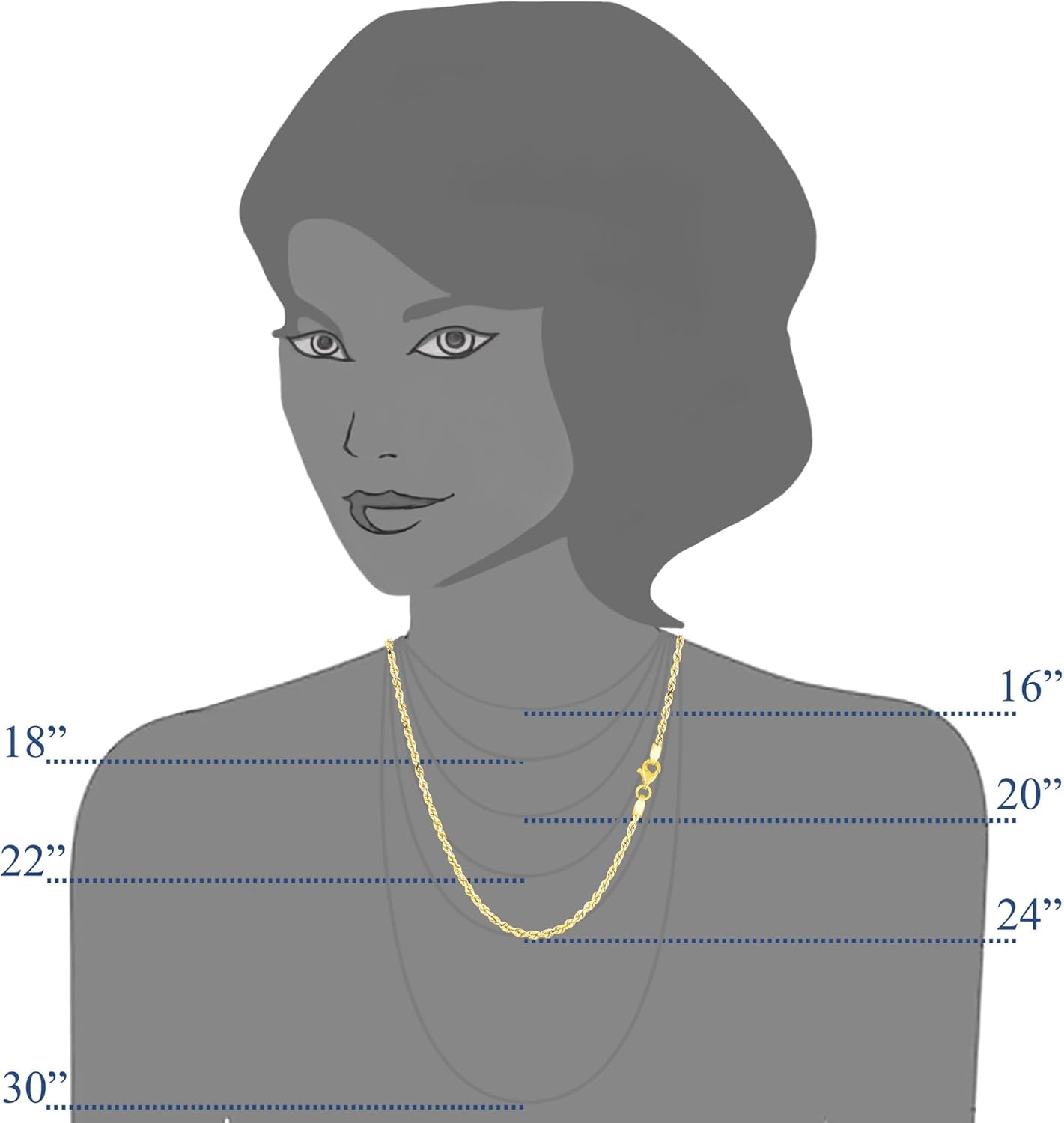 Jewelry Affairs 14k Yellow Solid Gold Diamond Cut Rope Chain Necklace, 2.0mm - Image 4